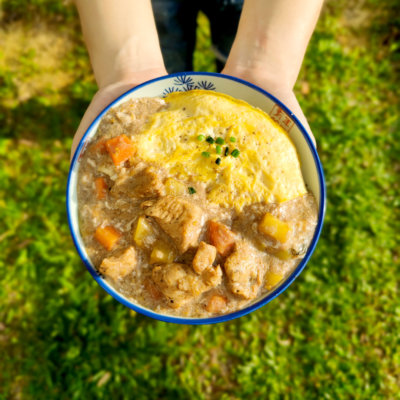 Image of Authentic Cantonese Style Chicken Omelette Rice with Potato