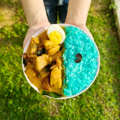 Image of Authentic Kapitan Chicken Curry with Butterfly Pea Rice
